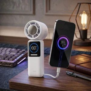 K36 Handheld Folding Cooling Fan + Power Bank - White